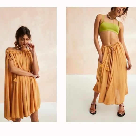 Free People Dresses & Skirts - FREE PEOPLE Celeste Cream Bohemian Convertible Tunic Top Dress Skirt Dress Large